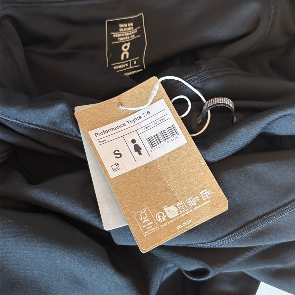 On Cloud 7/8 Performance Tights Sz S Black NEW - Picture 3 of 4